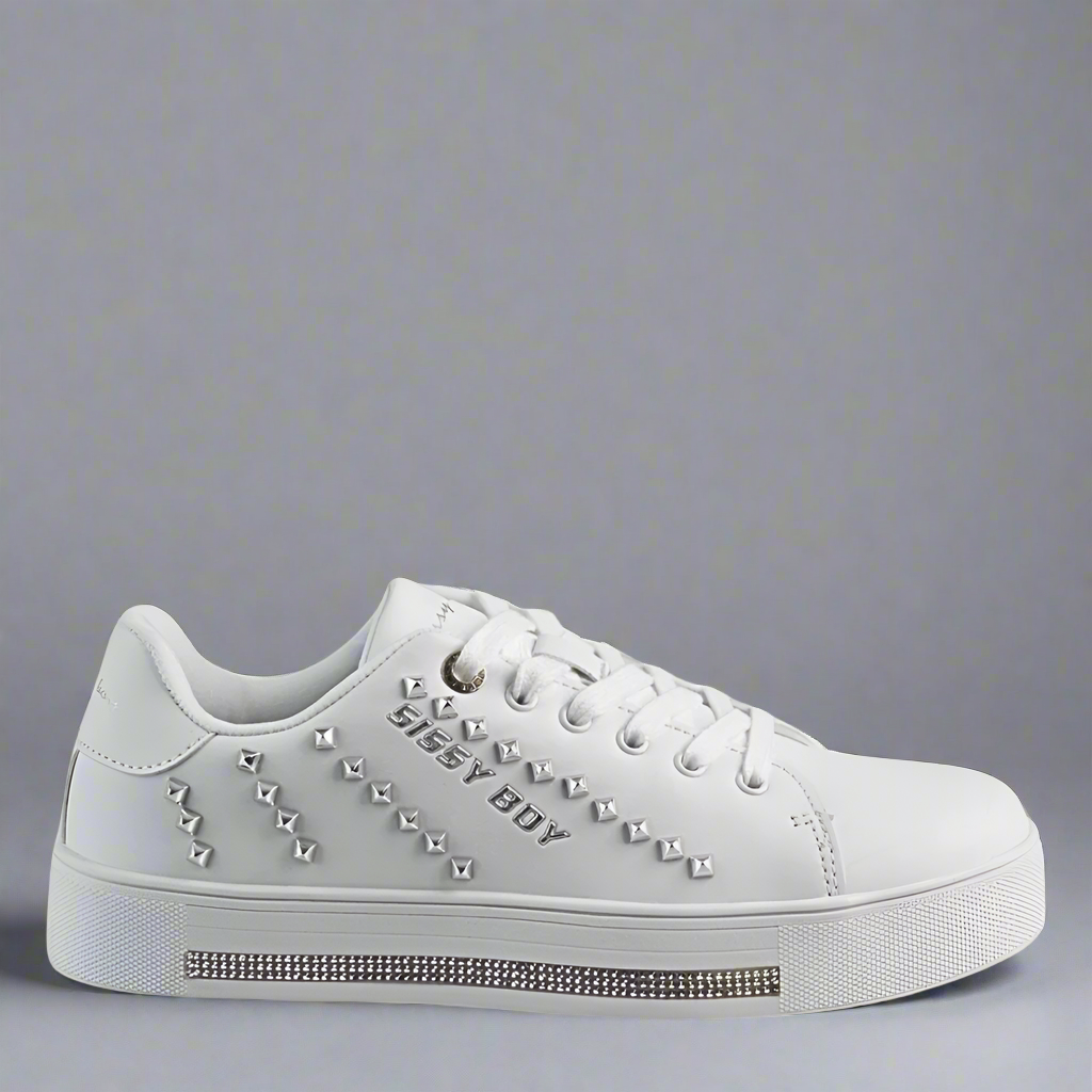 Sissy Boy Embellished White Sneaker | Flaunt