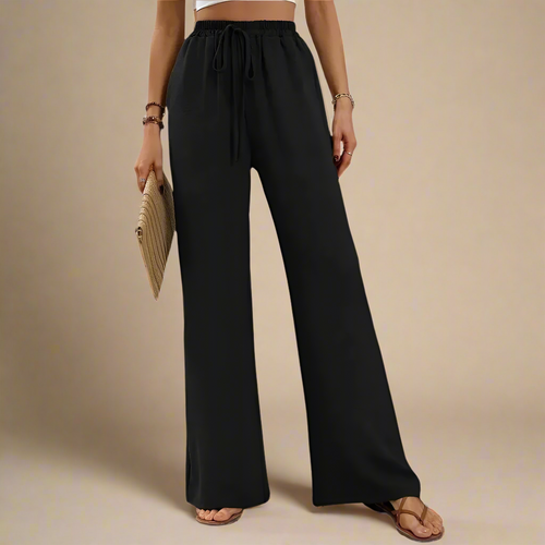 Cleo - Black Draw String  Wide Leg Pants