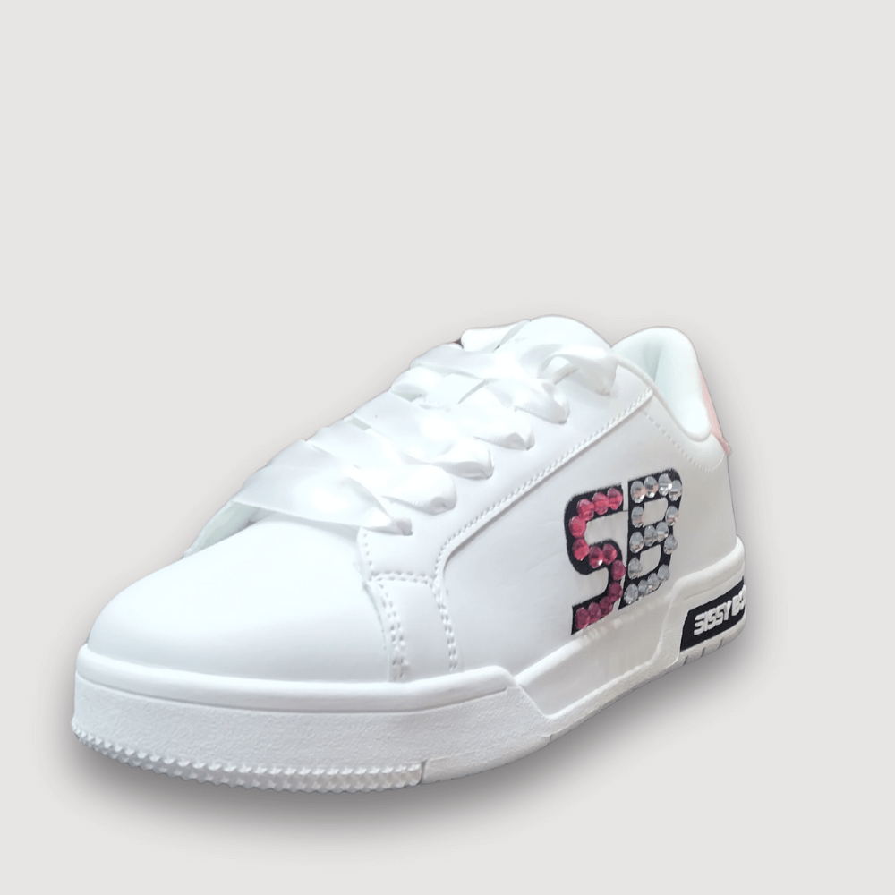 Sissy Boy White Sneaker With Colorfull Rhinestones