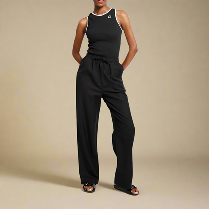 Cleo - Black Draw String  Wide Leg Pants