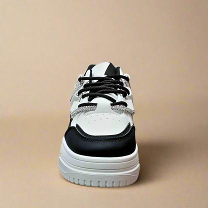 Chunky Sissy Boy lace up sneaker in white with black accents