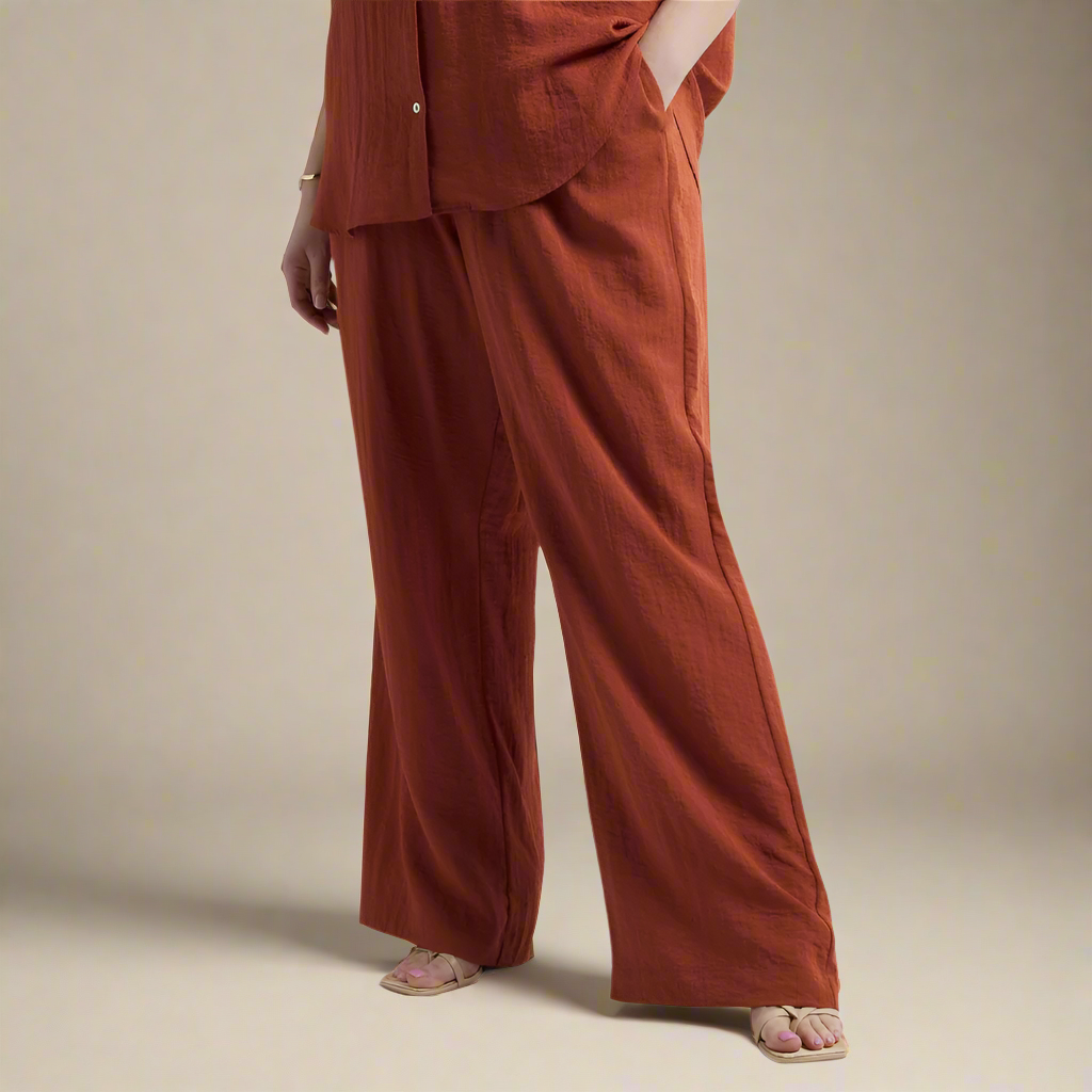 Urban Luxe -  Rust Wide-Leg Pants