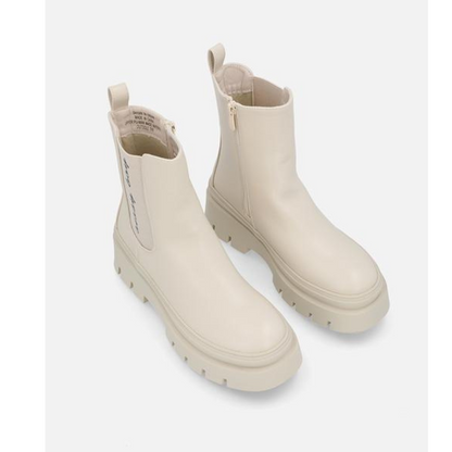 Elegant cream Chelsea chunky boot by Sissy Boy, showcasing modern footwear design