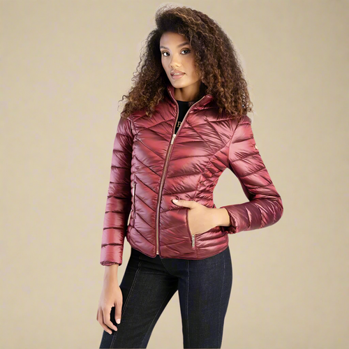 Ravila - Burgandy Basic Quilted Puffer Jacket