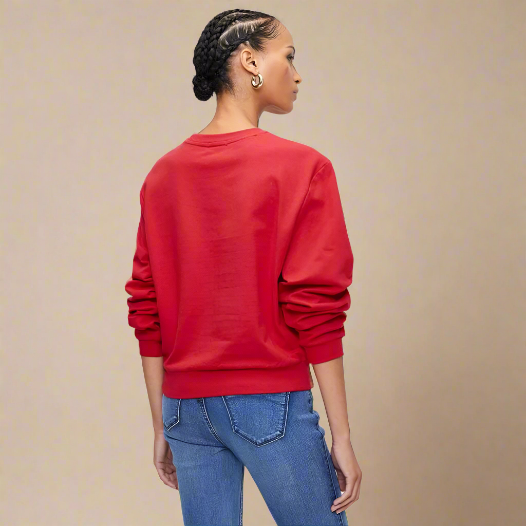 Ruby - Red Embroided Sweat Top