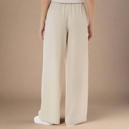 Cleo - Ecru Draw String  Wide Leg Pants