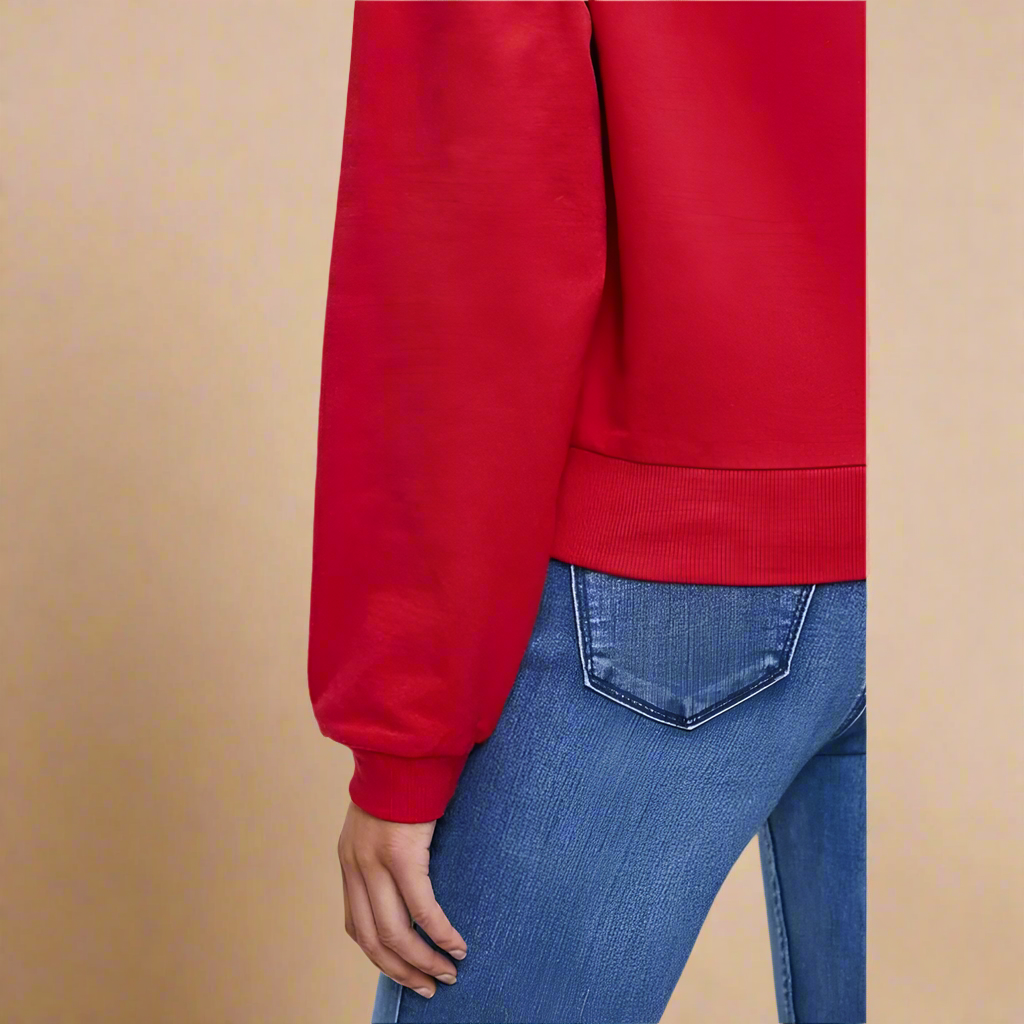 Ruby - Red Embroided Sweat Top