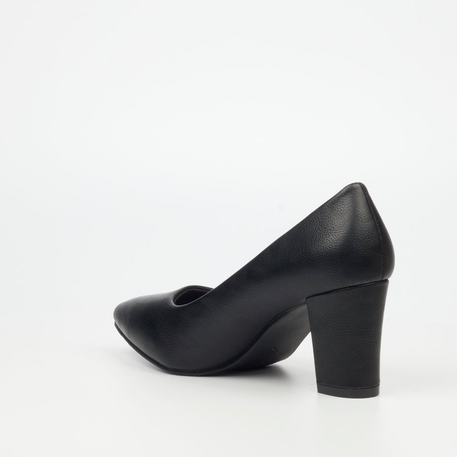 Alison - Black Block Heel Court Shoe