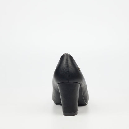 Alison - Black Block Heel Court Shoe