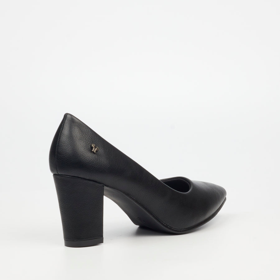 Alison - Black Block Heel Court Shoe