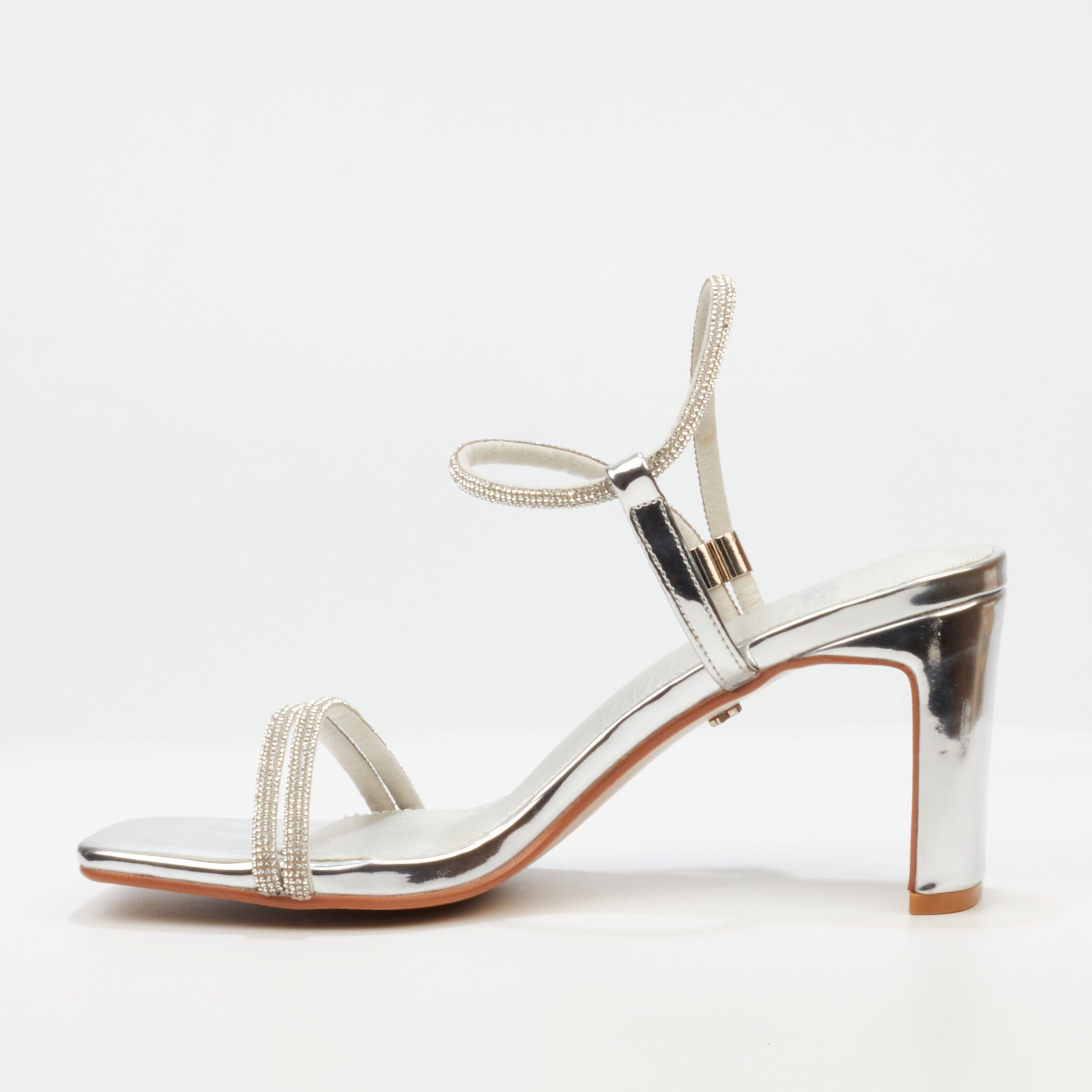 Butterfly Feet Block heel Sandal | charla 1 | Silver