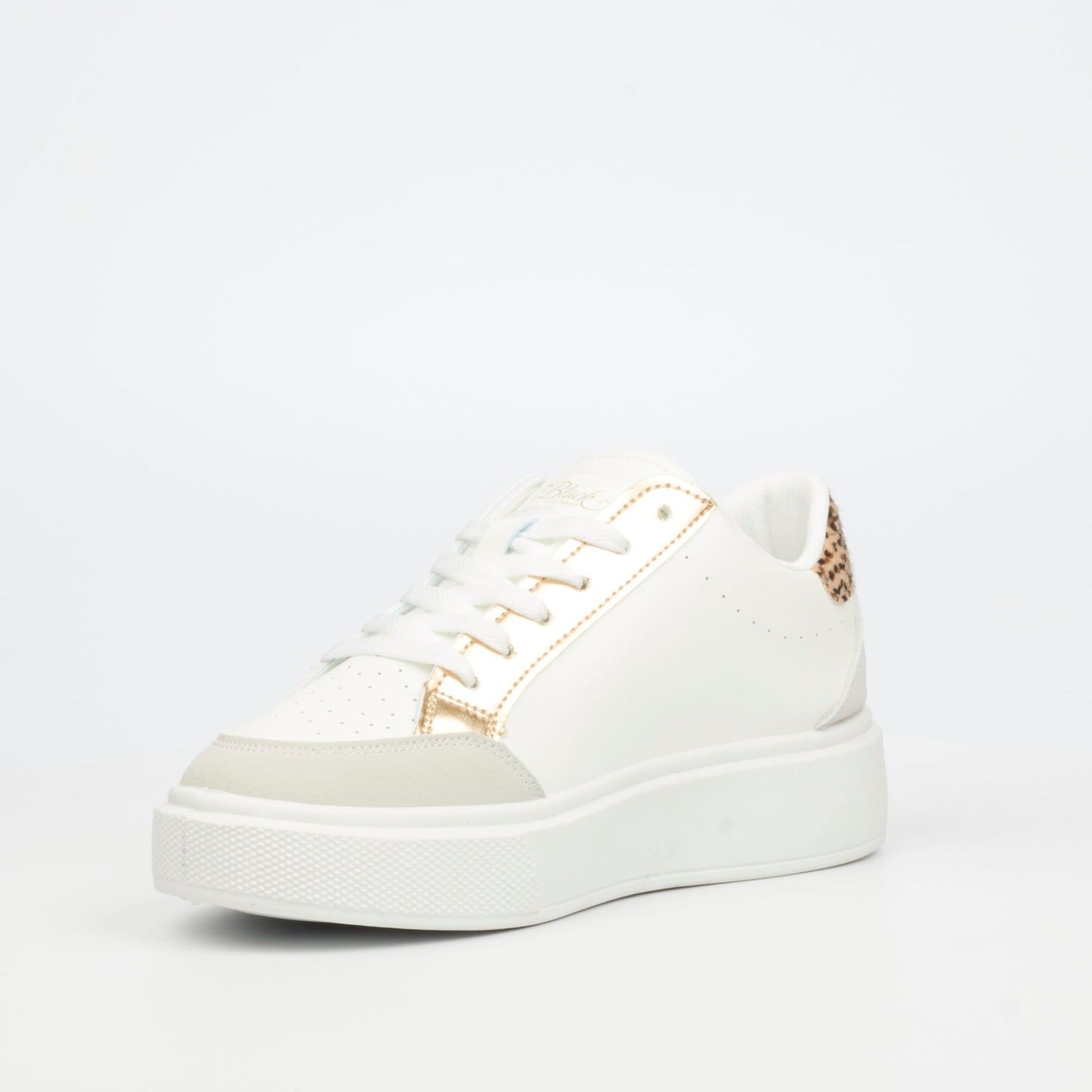 Miss Black Twinkle 1 faux leather sneaker in white, perfect for casual or semi-dressy outfits.