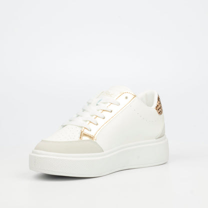 Miss Black Twinkle 1 faux leather sneaker in white, perfect for casual or semi-dressy outfits.