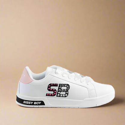 Sissy Boy White Sneaker With Colorfull Rhinestones