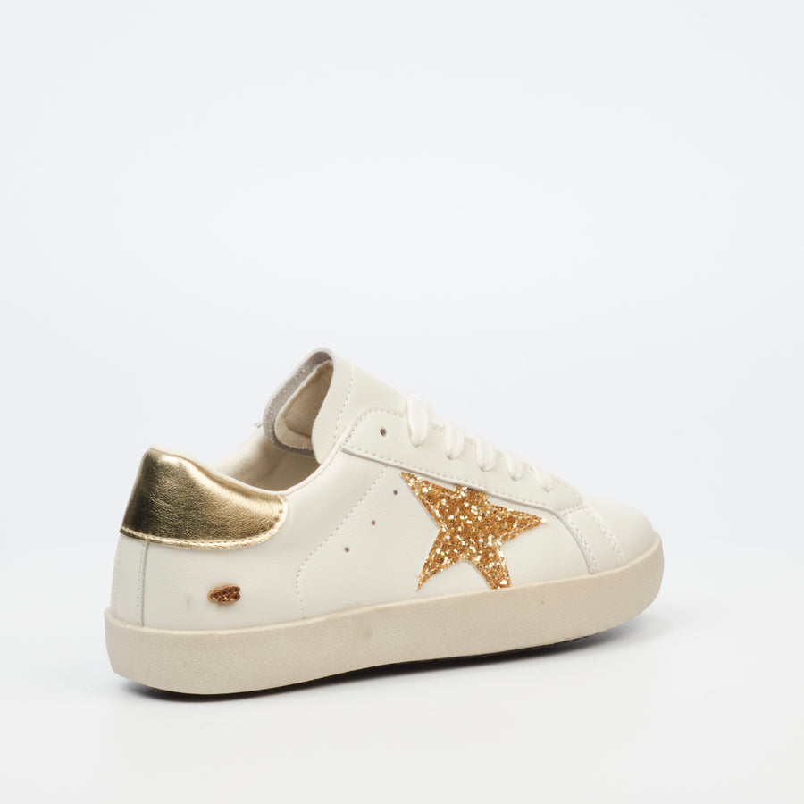 Lace-Up Sneakers for Women: Elevate your casual style with the Miss Black Veta 1 beige sneakers, showcasing a chic lace-up design and distinctive star detail on the side.